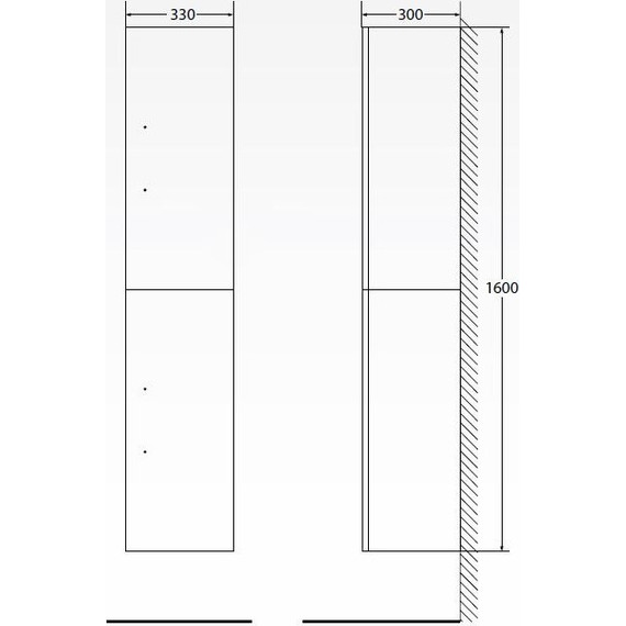 Пенал подвесной BelBagno AURORA-1600-2A-SC-PB-P-R 35 см, правый, Pietra Bianca фото 5