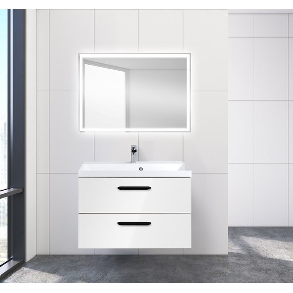 Тумба подвесная с раковиной BelBagno AURORA-800-2C-SO-BL 80 см, Bianco Lucido, Цвет фасада: Bianco Lucido фото 2