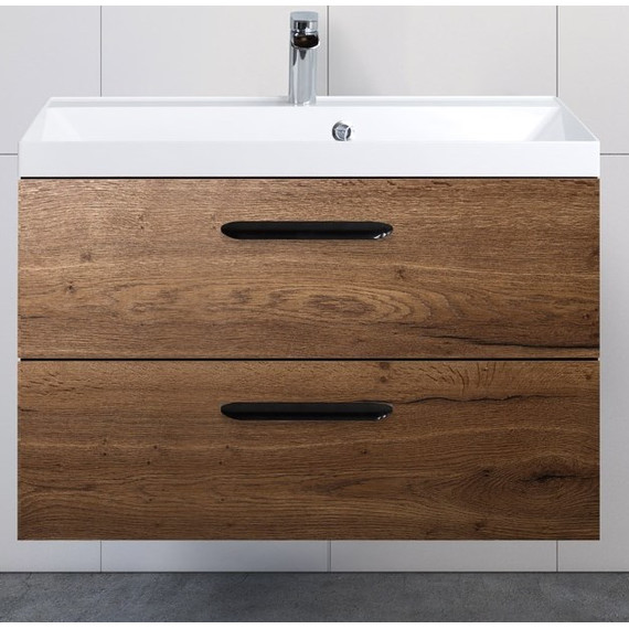 Тумба подвесная с раковиной BelBagno AURORA-800-2C-SO-RT 80 см, Rovere Tabacco, Цвет фасада: Rovere Tabacco фото 