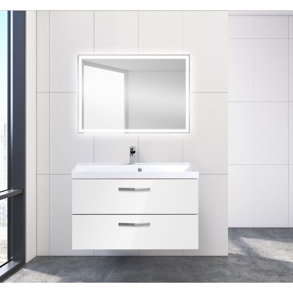 Тумба подвесная с раковиной BelBagno AURORA-900-2C-SO-BL 90 см, Bianco Lucido, Цвет фасада: Bianco Lucido фото 4