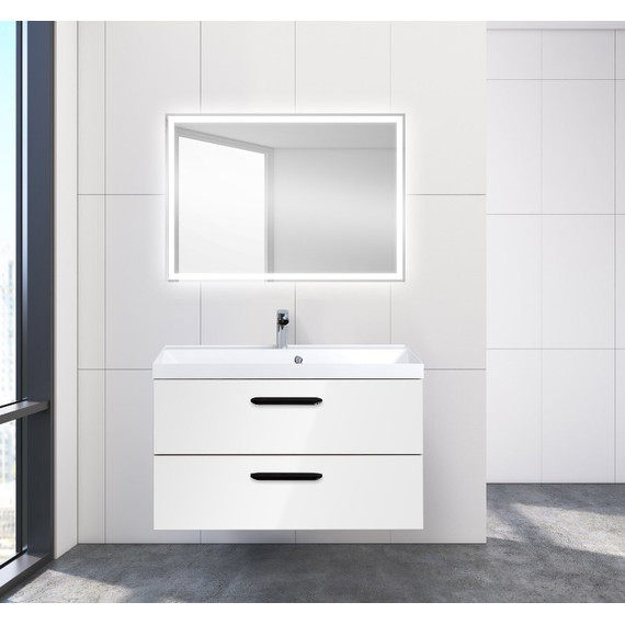 Тумба подвесная с раковиной BelBagno AURORA-900-2C-SO-BL 90 см, Bianco Lucido, Цвет фасада: Bianco Lucido фото 5