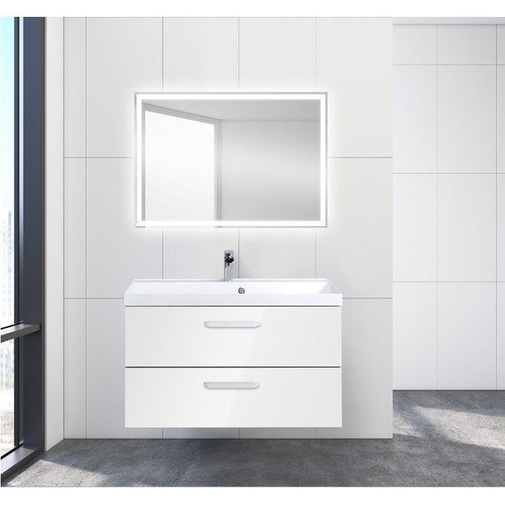 Тумба подвесная с раковиной BelBagno AURORA-900-2C-SO-BL 90 см, Bianco Lucido, Цвет фасада: Bianco Lucido фото 6