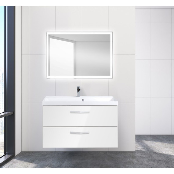 Тумба подвесная с раковиной BelBagno AURORA-900-2C-SO-BL 90 см, Bianco Lucido, Цвет фасада: Bianco Lucido фото 7