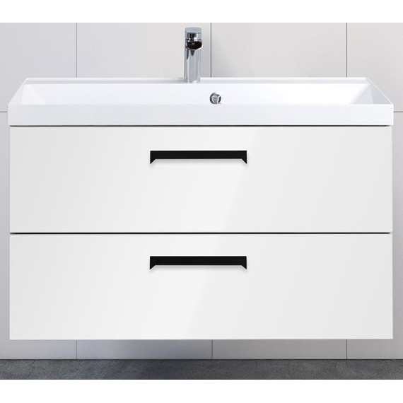 Тумба подвесная с раковиной BelBagno AURORA-900-2C-SO-BL 90 см, Bianco Lucido, Цвет фасада: Bianco Lucido фото 