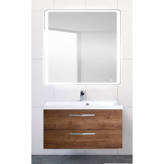 Тумба подвесная с раковиной BelBagno AURORA-900-2C-SO-RT 90 см, Rovere Tabacco, Цвет фасада: Rovere Tabacco фото 7