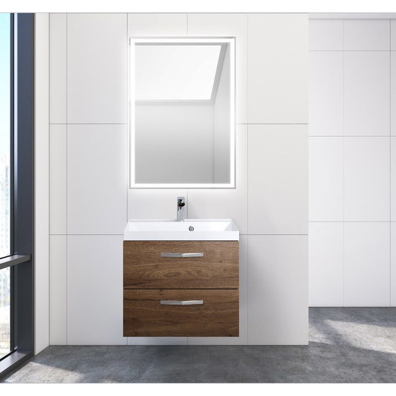 Тумба подвесная с раковиной BelBagno AURORA-600-2C-SO-RT 60 см, Rovere Tabacco, Цвет фасада: Rovere Tabacco фото 2