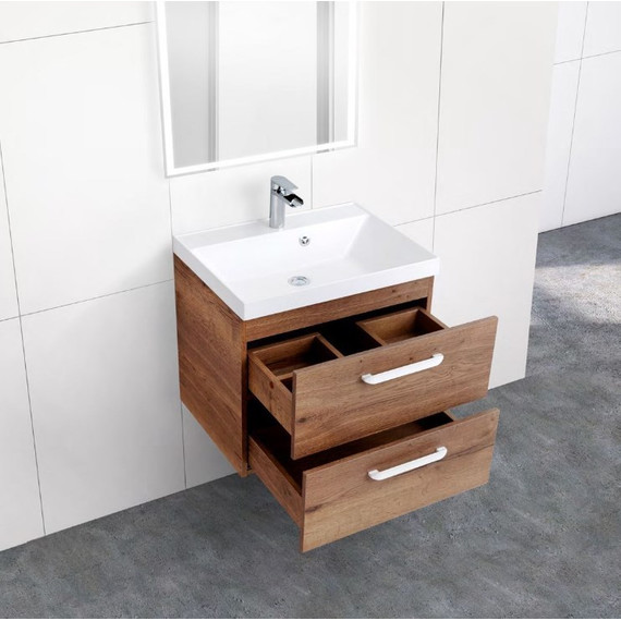 Тумба подвесная с раковиной BelBagno AURORA-600-2C-SO-RT 60 см, Rovere Tabacco, Цвет фасада: Rovere Tabacco фото 3