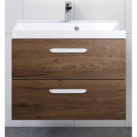 Тумба подвесная с раковиной BelBagno AURORA-700-2C-SO-RT 70 см, Rovere Tabacco, Цвет фасада: Rovere Tabacco фото 