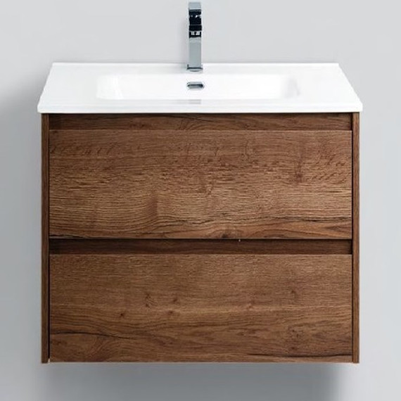 Тумба подвесная с раковиной BelBagno KRAFT-600-2C-SO-RT 60 см, Rovere Tabacco, Цвет фасада: Rovere Tabacco фото 