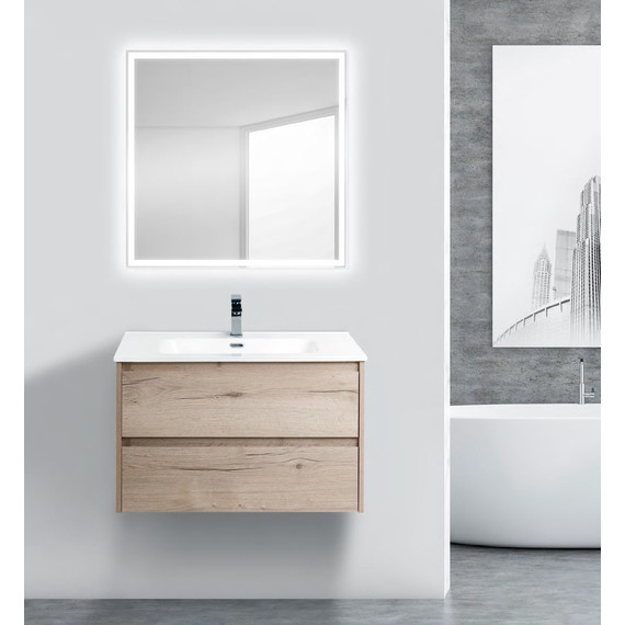 Тумба подвесная с раковиной BelBagno KRAFT-800-2C-SO-RGB 80 см, Rovere Galifax Bianco фото 2