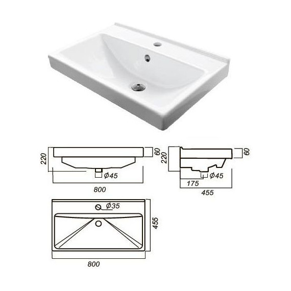 Тумба подвесная с раковиной Стиль Модерн 80/2 см, белый - 6 Тумба подвесная с раковиной Стиль Модерн 80/2 см, белый фото 6