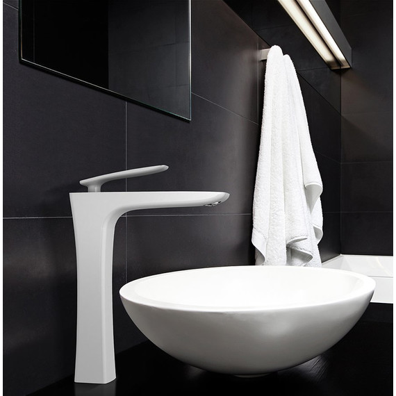 Смеситель для раковины высокий Timo Helmi 4011/00-16F, хром/белый - 3 Смеситель для раковины высокий Timo Helmi 4011/00-16F, хром/белый фото 3