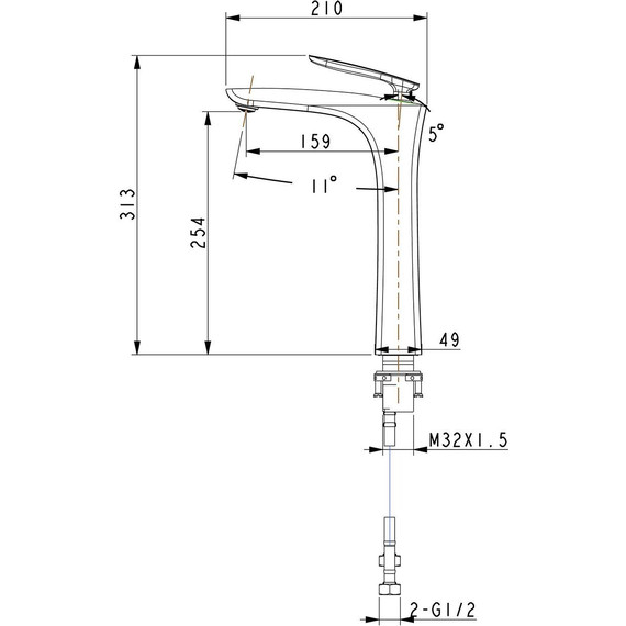 Смеситель для раковины высокий Timo Helmi 4011/00-16F, хром/белый - 4 Смеситель для раковины высокий Timo Helmi 4011/00-16F, хром/белый фото 4