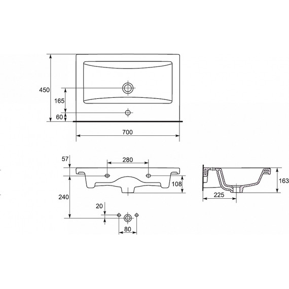 Тумба подвесная с раковиной Cersanit Lara 70 см 64135, 2 ящика, белый фото 12