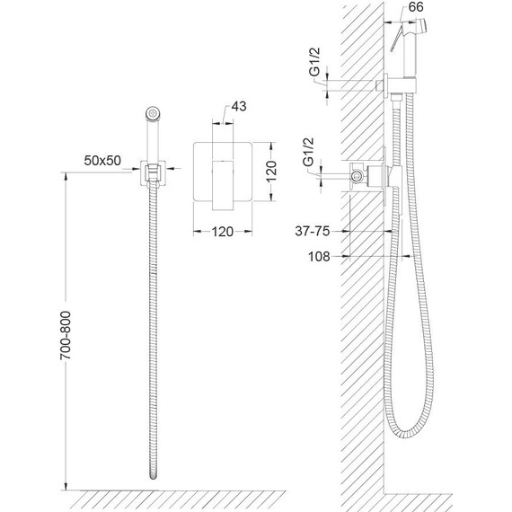 Набор для гигиенического душа Timo Selene 2089/03SM, черный - 3 Набор для гигиенического душа Timo Selene 2089/03SM, черный фото 3