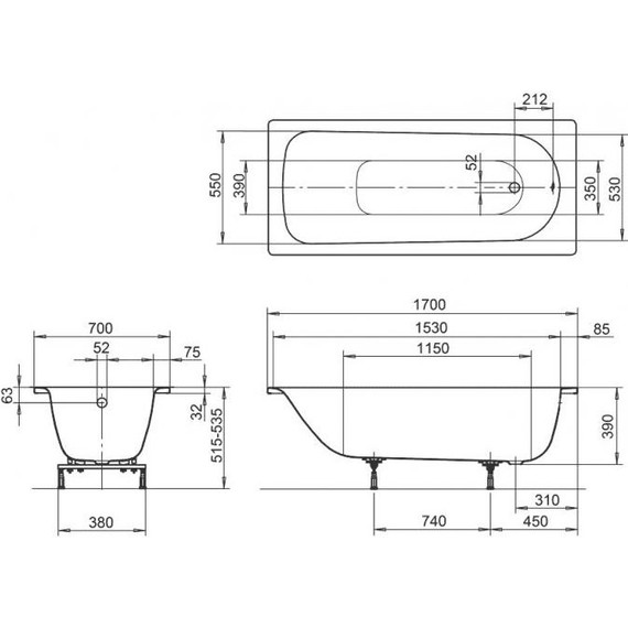 Ванна стальная Kaldewei Eurowa 170x70 см mod. 312-1 119812030001 - 7 Ванна стальная Kaldewei Eurowa 170x70 см mod. 312-1 119812030001 фото 7