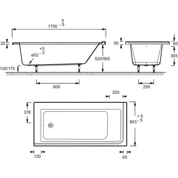 Ванна акриловая Jacob Delafon Formilia 170х80 см E6139L-00, Размер - мм: 1700х800 - 6 Ванна акриловая Jacob Delafon Formilia 170х80 см E6139L-00, Размер - мм: 1700х800 фото 6