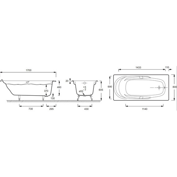 Ванна чугунная Jacob Delafon Adagio 170х80 см E2910-00 - 5 Ванна чугунная Jacob Delafon Adagio 170х80 см E2910-00 фото 5