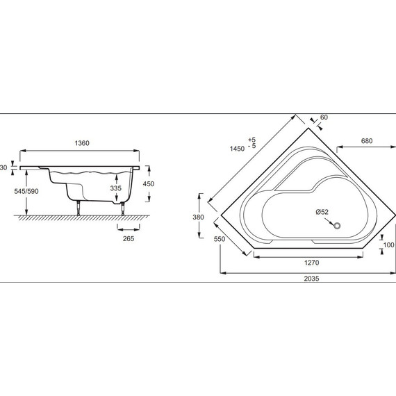 Ванна акриловая Jacob Delafon Bain Douche 145х145 см L E6222RU-00 - 6 Ванна акриловая Jacob Delafon Bain Douche 145х145 см L E6222RU-00 фото 6