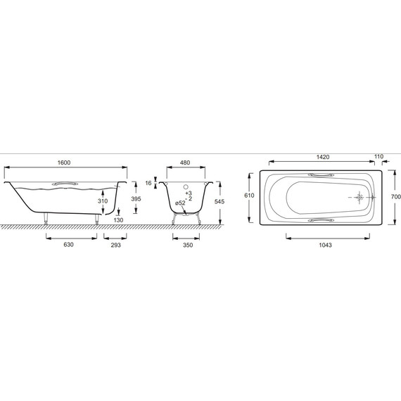 Ванна чугунная Jacob Delafon Melanie 160х70 см E2935-00 фото 6