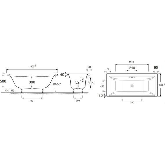 Ванна акриловая Jacob Delafon Evok 180х80 см E60269RU-00, Размер - мм: 1800х800 - 7 Ванна акриловая Jacob Delafon Evok 180х80 см E60269RU-00, Размер - мм: 1800х800 фото 7