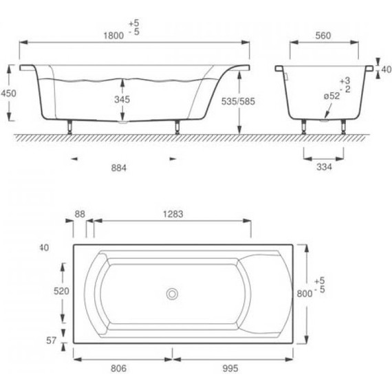 Ванна акриловая Jacob Delafon Ove 180х80 см E60143RU-00, Размер - мм: 1800х800 - 6 Ванна акриловая Jacob Delafon Ove 180х80 см E60143RU-00, Размер - мм: 1800х800 фото 6