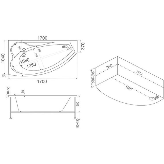 Ванна акриловая 170*102 Bas НИКОЛЬ R - 7 Ванна акриловая 170*102 Bas НИКОЛЬ R фото 7