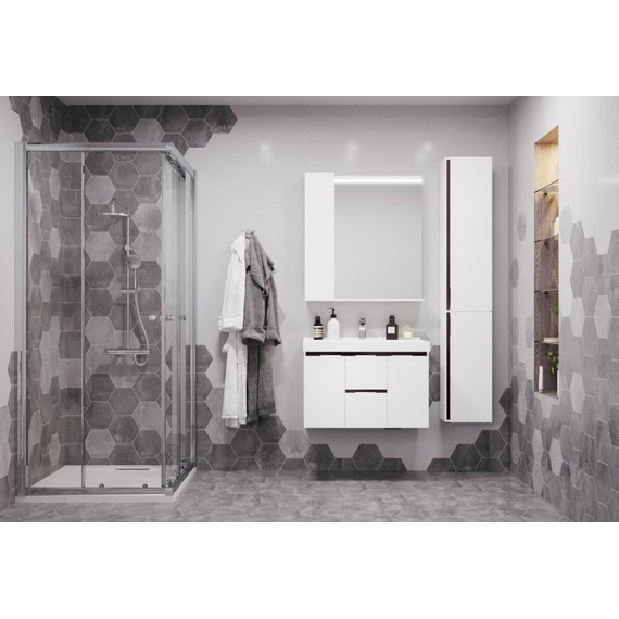 Пенал подвесной Акватон Рене 31 см 1A222003NRC80, белый/грецкий орех фото 2