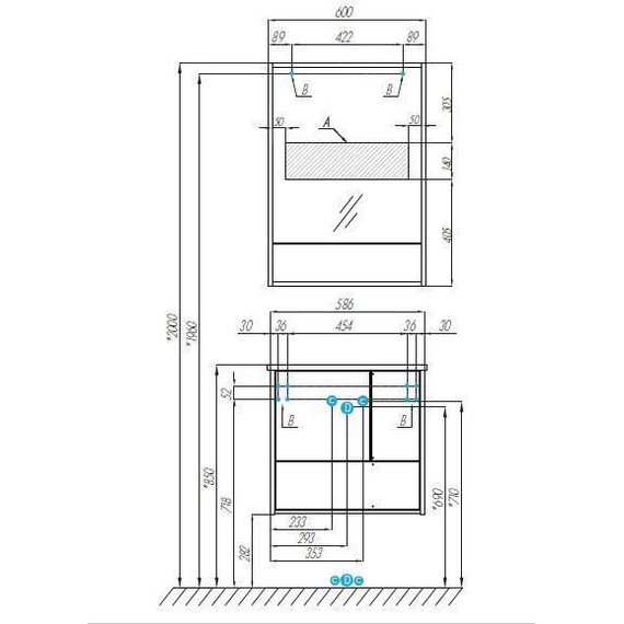 Тумба подвесная с раковиной Акватон Ривьера 60 см 1A2388K1RVX20, белый фото 8