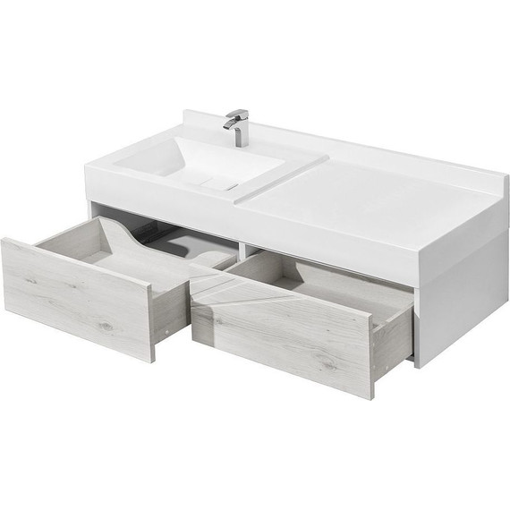 Тумба подвесная с раковиной Акватон Сакура 120 см 1A2197K1SKW80, белый/ольха наварра - 5 Тумба подвесная с раковиной Акватон Сакура 120 см 1A2197K1SKW80, белый/ольха наварра фото 5