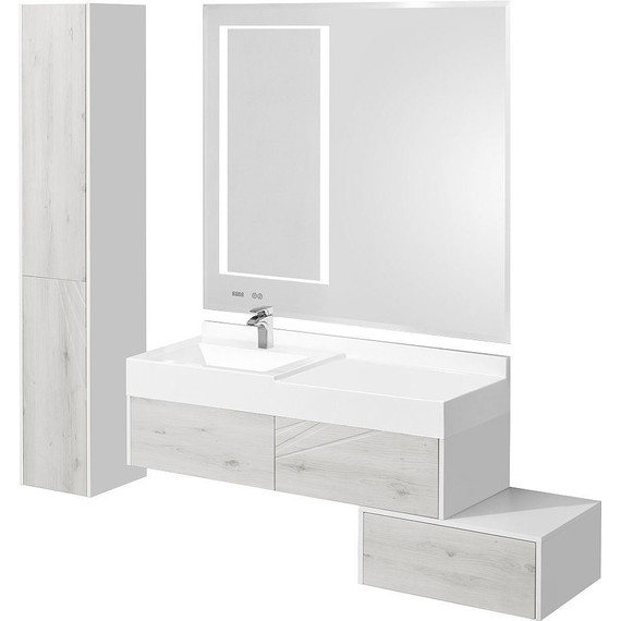 Тумба подвесная с раковиной Акватон Сакура 100 см 1A2349K1SKW80, белый/ольха наварра - 5 Тумба подвесная с раковиной Акватон Сакура 100 см 1A2349K1SKW80, белый/ольха наварра фото 5