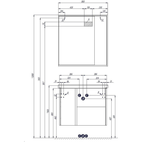 Тумба подвесная с раковиной Акватон Стоун 80 см 1A2282K1SX010, белый - 8 Тумба подвесная с раковиной Акватон Стоун 80 см 1A2282K1SX010, белый фото 8