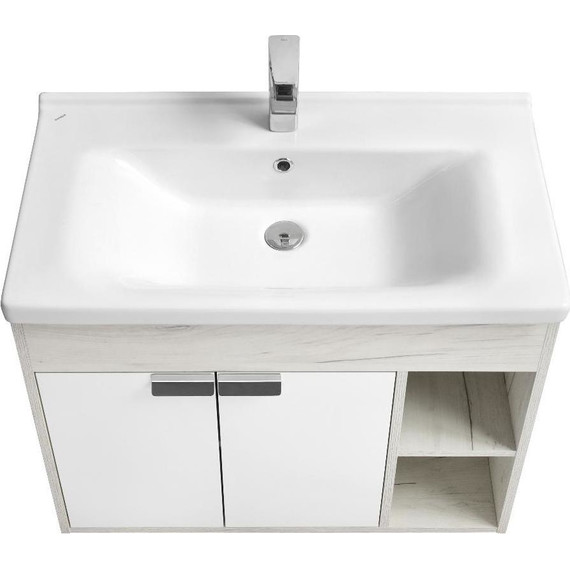 Тумба подвесная с раковиной Акватон Флай 80 см 1A2374K0FAX10, белый/дуб крафт - 4 Тумба подвесная с раковиной Акватон Флай 80 см 1A2374K0FAX10, белый/дуб крафт фото 4