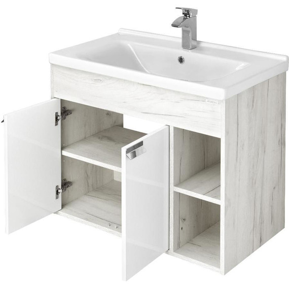 Тумба подвесная с раковиной Акватон Флай 80 см 1A2374K0FAX10, белый/дуб крафт - 5 Тумба подвесная с раковиной Акватон Флай 80 см 1A2374K0FAX10, белый/дуб крафт фото 5