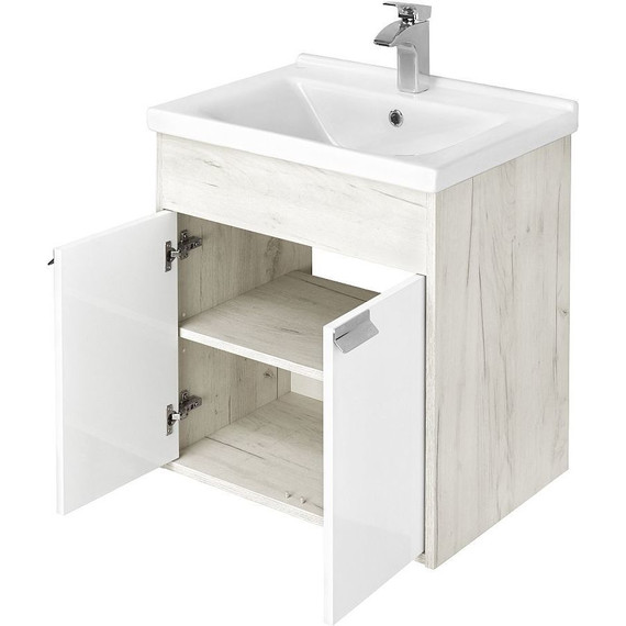 Тумба подвесная с раковиной Акватон Флай 60 см 1A2373K0FAX10, белый/дуб крафт - 4 Тумба подвесная с раковиной Акватон Флай 60 см 1A2373K0FAX10, белый/дуб крафт фото 4