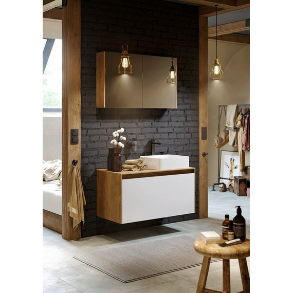 Тумба подвесная со столешницей Aqwella 5 Stars Mobi 100 см MOB0110DB/MOB0710W, дуб балтийский/белый фото 5