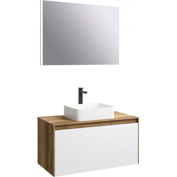 Тумба подвесная со столешницей Aqwella 5 Stars Mobi 100 см MOB0110DB/MOB0710W, дуб балтийский/белый фото 6