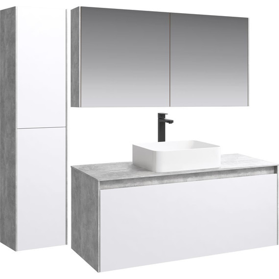 Зеркало-шкаф Aqwella 5 Stars Mobi 120 см MOB0412/MOB0717BS, бетон светлый фото 4