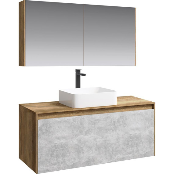 Тумба подвесная со столешницей Aqwella 5 Stars Mobi 120 см MOB0112DB/MOB0712BS, дуб балтийский/бетон светлый - 2 Тумба подвесная со столешницей Aqwella 5 Stars Mobi 120 см MOB0112DB/MOB0712BS, дуб балтийский/бетон светлый фото 2