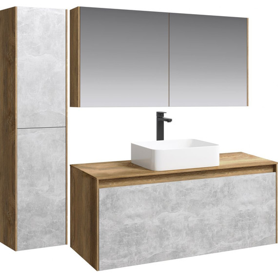 Тумба подвесная со столешницей Aqwella 5 Stars Mobi 120 см MOB0112DB/MOB0712BS, дуб балтийский/бетон светлый - 3 Тумба подвесная со столешницей Aqwella 5 Stars Mobi 120 см MOB0112DB/MOB0712BS, дуб балтийский/бетон светлый фото 3