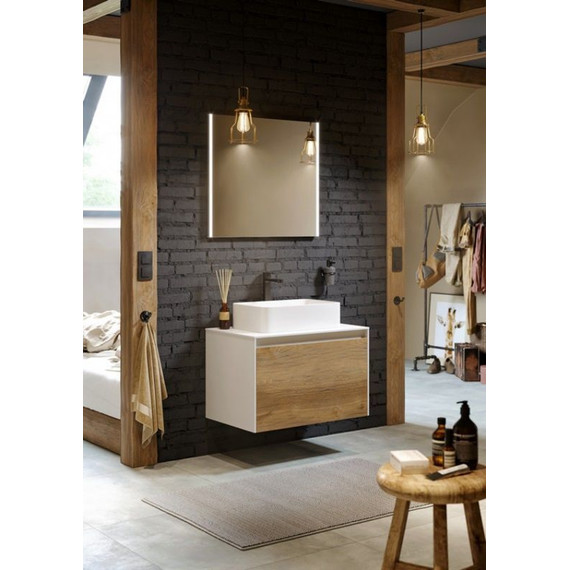 Тумба подвесная со столешницей Aqwella 5 Stars Mobi 80 см MOB0108W/MOB0708DB, белый/дуб балтийский, Цвет фасада: тёмное дерево - 6 Тумба подвесная со столешницей Aqwella 5 Stars Mobi 80 см MOB0108W/MOB0708DB, белый/дуб балтийский, Цвет фасада: тёмное дерево фото 6