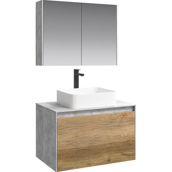 Тумба подвесная со столешницей Aqwella 5 Stars Mobi 80 см MOB0108BS/MOB0708DB, бетон светлый/дуб балтийский - 5 Тумба подвесная со столешницей Aqwella 5 Stars Mobi 80 см MOB0108BS/MOB0708DB, бетон светлый/дуб балтийский фото 5