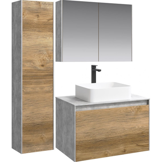 Тумба подвесная со столешницей Aqwella 5 Stars Mobi 80 см MOB0108BS/MOB0708DB, бетон светлый/дуб балтийский - 6 Тумба подвесная со столешницей Aqwella 5 Stars Mobi 80 см MOB0108BS/MOB0708DB, бетон светлый/дуб балтийский фото 6