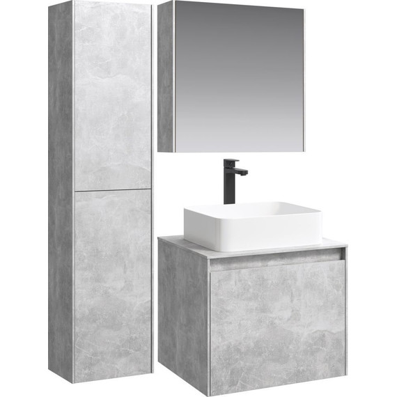 Тумба подвесная со столешницей Aqwella 5 Stars Mobi 60 см MOB0106BS/MOB0706BS, бетон светлый фото 6