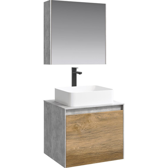 Тумба подвесная со столешницей Aqwella 5 Stars Mobi 60 см MOB0106BS/MOB0706DB, бетон светлый/дуб балтийский фото 5