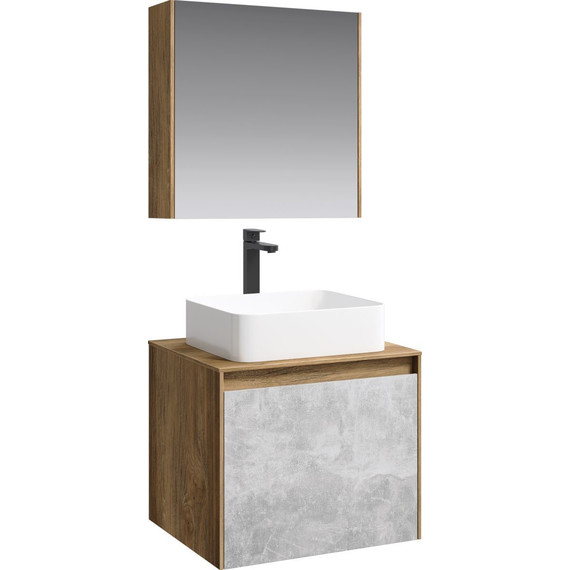 Тумба подвесная со столешницей Aqwella 5 Stars Mobi 60 см MOB0106DB/MOB0706BS, дуб балтийский/бетон светлый фото 5