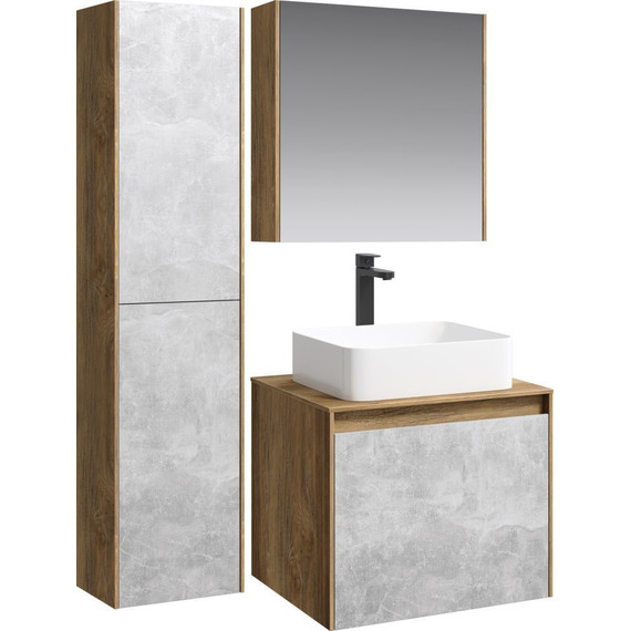 Тумба подвесная со столешницей Aqwella 5 Stars Mobi 60 см MOB0106DB/MOB0706BS, дуб балтийский/бетон светлый фото 6