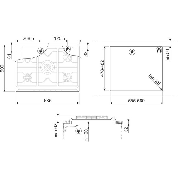 Газовая варочная поверхность Smeg Victoria SR975XGH фото 7