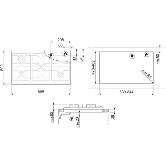 Газовая варочная поверхность Smeg Coloniale SRV896POGH фото 3