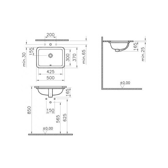 Раковина врезная под столешницу Vitra S20 43 см 5474B003-0618 - 3 Раковина врезная под столешницу Vitra S20 43 см 5474B003-0618 фото 3